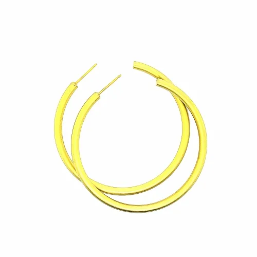 Large Round Yellow Hoops Earrings